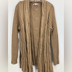 XL CAbi Tan Knit Cardigan with Design Tie on back.